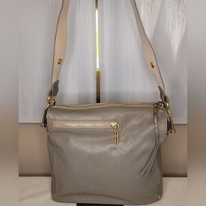 Chloe Kuroa Taupe and Blush Beige Leather Shoulder Bag with Gold Hardware